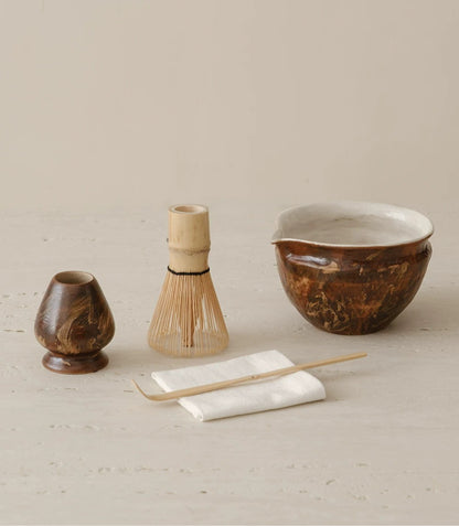 Gohobi Wabi-Sabi Ceramic Matcha Bowl Set with Spout