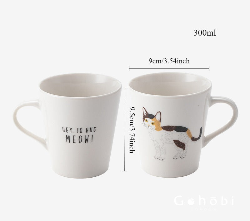 Gohobi Japanese Minoyaki Cute Cat Ceramic Mug [Made in Japan]