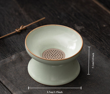 Gohobi Tianqing Ru Kiln Ceramic Tea Filter Set Tea Strainer