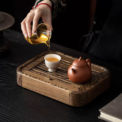 Gohobi Black Walnut Wood Tea Tray – Rectangular Solid Wood Gongfu Dry Brewing Tray