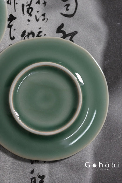 Gohobi Handmade Lotus Leaf Coaster – Ceramic Teacup Holder for Gongfu Tea