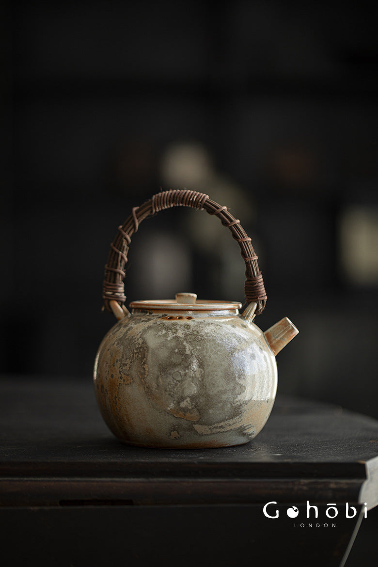 Gohobi Shino Kiln-Transformed Rattan Beam Teapot – Large Household Brewing Kettle