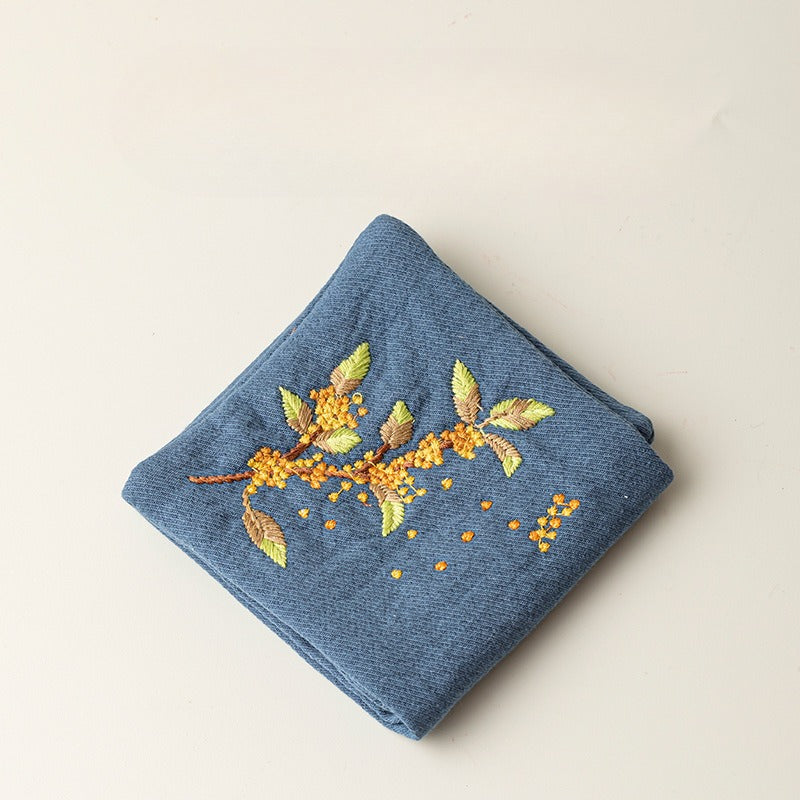 Embroidered tea towel household fabric tea party small square towel tea table towel rag new Chinese absorbent pot towel tea cloth