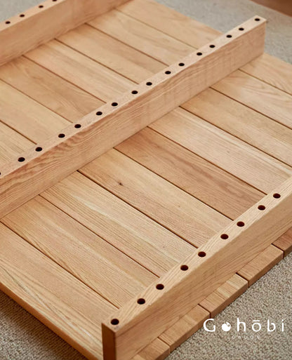 Gohobi Handmade Solid Wood Tatami Floor Platform – Japanese Style Red Oak & Black Walnut Bay Window Seating | FSC Certified Furniture