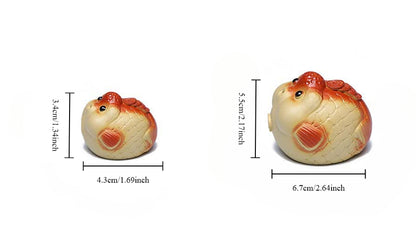 Gohobi Handmade Ceramic YiXing Clay Goldfish Ornament Tea pet