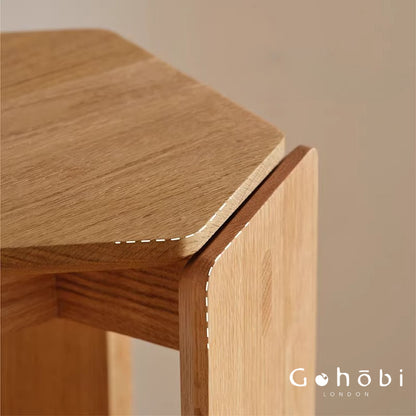 Gohobi Handmade Solid Wood Square Stool – Stackable Wooden Dining Stool Makeup Chair | FSC Certified Furniture, household makeup stool, Chinese square stool can be stacked dining table stool