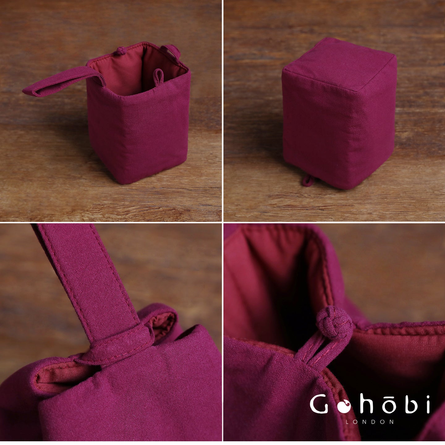 Gohobi Classic Travel Teaware Bag – Plain Cotton Tea Set Storage & Outdoor Carry Case