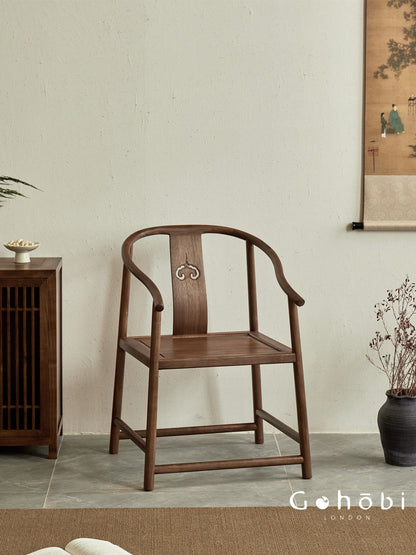 Gohobi Black Walnut Chinese Style Armchair – Solid Wood Taishi Tea Chair