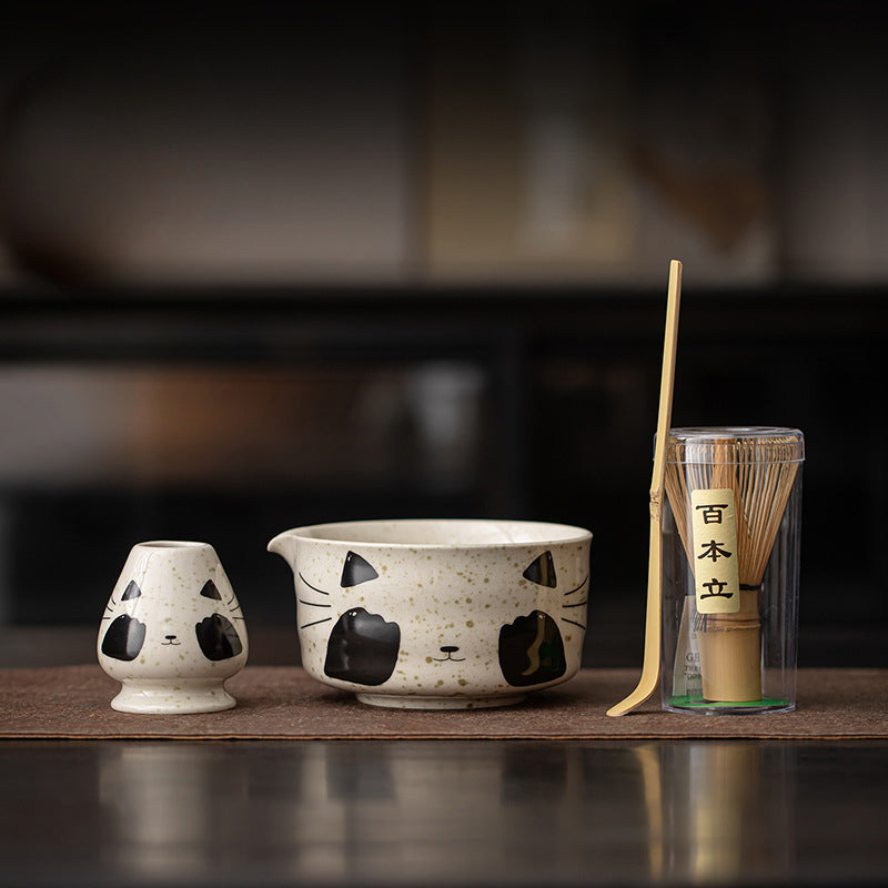Gohobi Ceramic Matcha Set 045 Panda and Cat