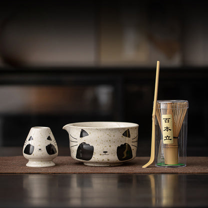 Gohobi Ceramic Matcha Set 045 Panda and Cat
