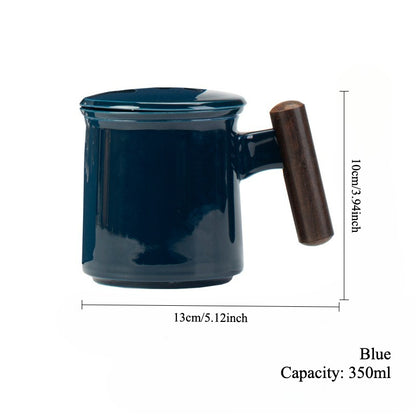 Gohobi Ceramic Office Mug with Infuser and Lid