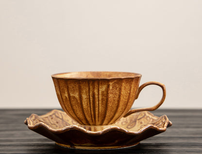 Gohobi Japanese Handmade Coffee Cup with Saucer 009