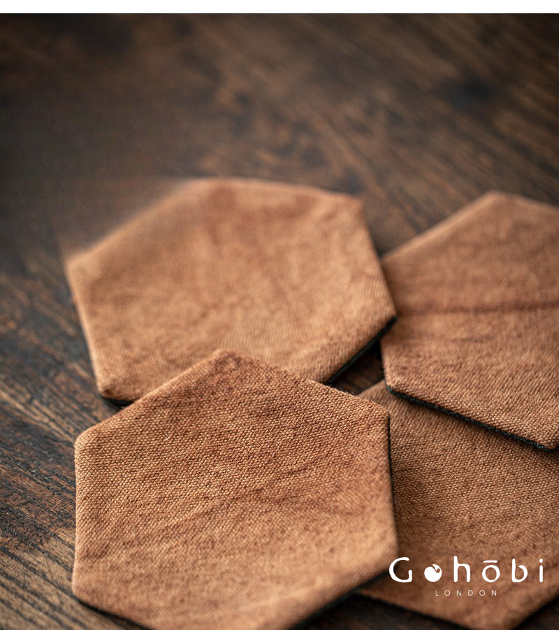 Gohobi Grass and Wood Tie-Dye Tea Coaster – Handmade Fabric Cup Holder Heat Insulation Pad
