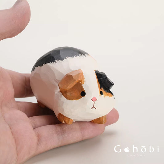 Gohobi Handcrafted Wooden Guinea Pig Ornament – Cute Solid Wood Animal Sculpture Home Decor