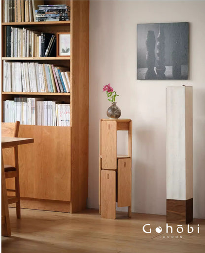 Gohobi Handmade Solid Wood Square Stool – Stackable Wooden Dining Stool Makeup Chair | FSC Certified Furniture, household makeup stool, Chinese square stool can be stacked dining table stool