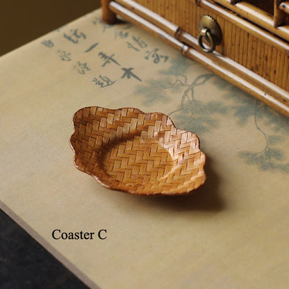 Gohobi Handmade Bamboo Cup Coasters Placemats – Rattan Tea Coaster Heat Insulation Pad