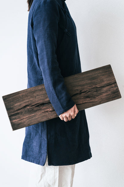 Plateau de service en bois de santal noir de style japonais Gohobi Wabi-Sabi 011