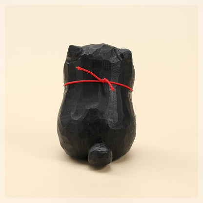 Gohobi Handcrafted Large Wooden Black Cat Ornament