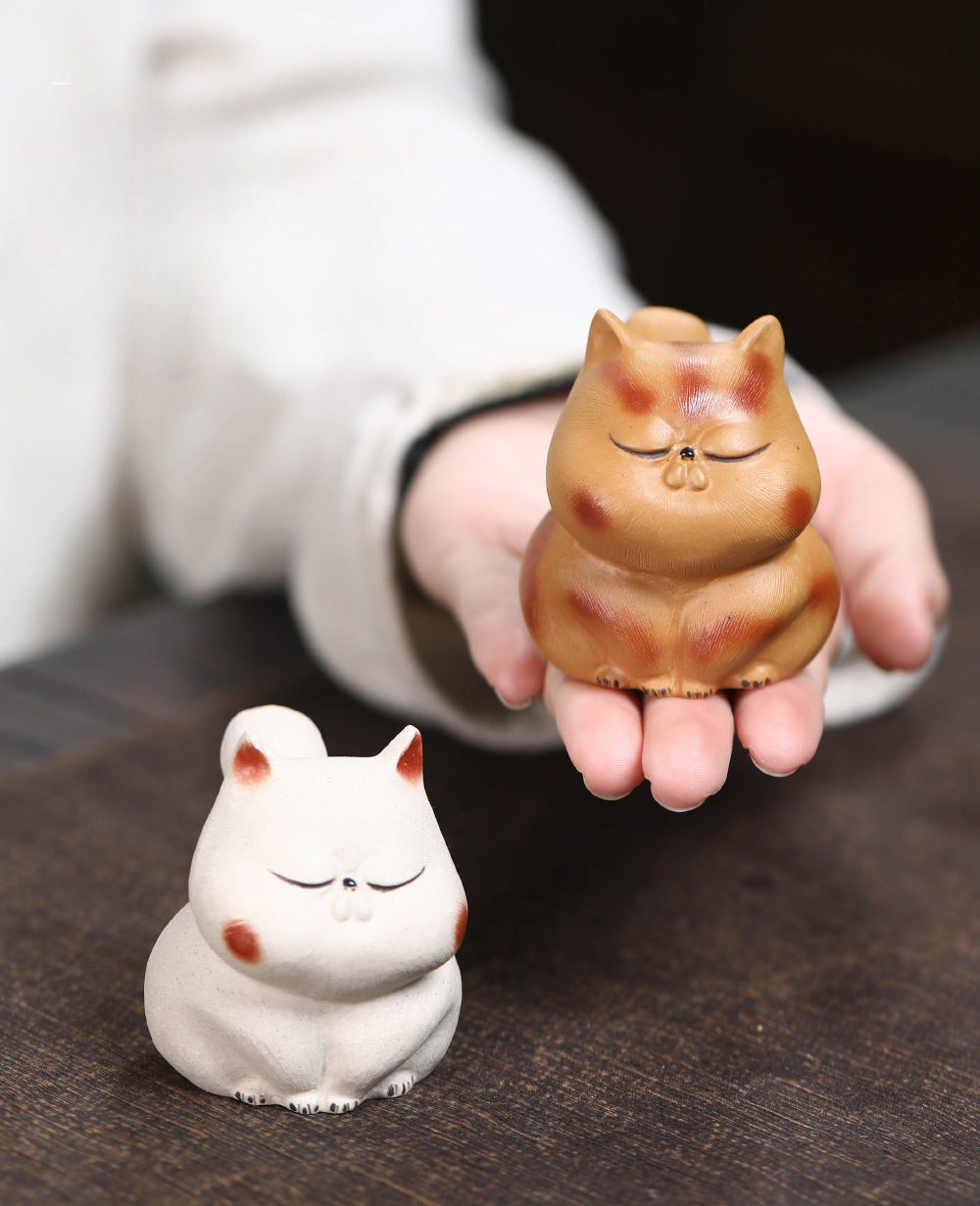 Gohobi Lucky Cat Ornament Yixing Clay Tea Pet