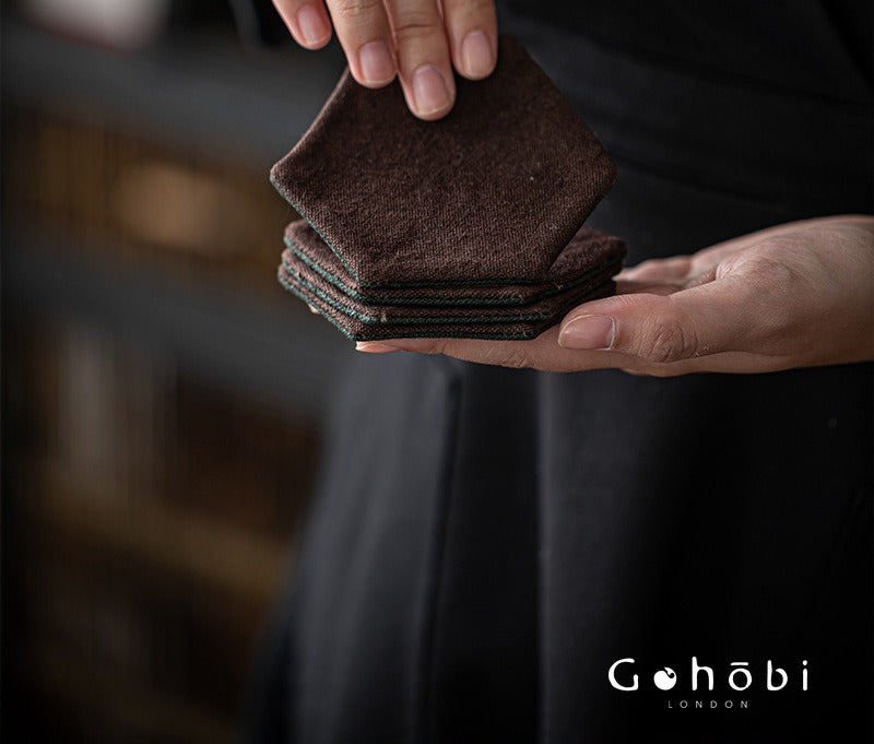 Gohobi Grass and Wood Tie-Dye Tea Coaster – Handmade Fabric Cup Holder Heat Insulation Pad