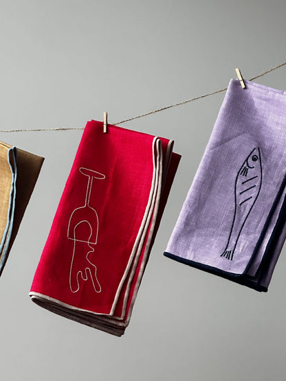 Gohobi x MÆGEN Linen Blend Napkins - Fish (Set of 2)