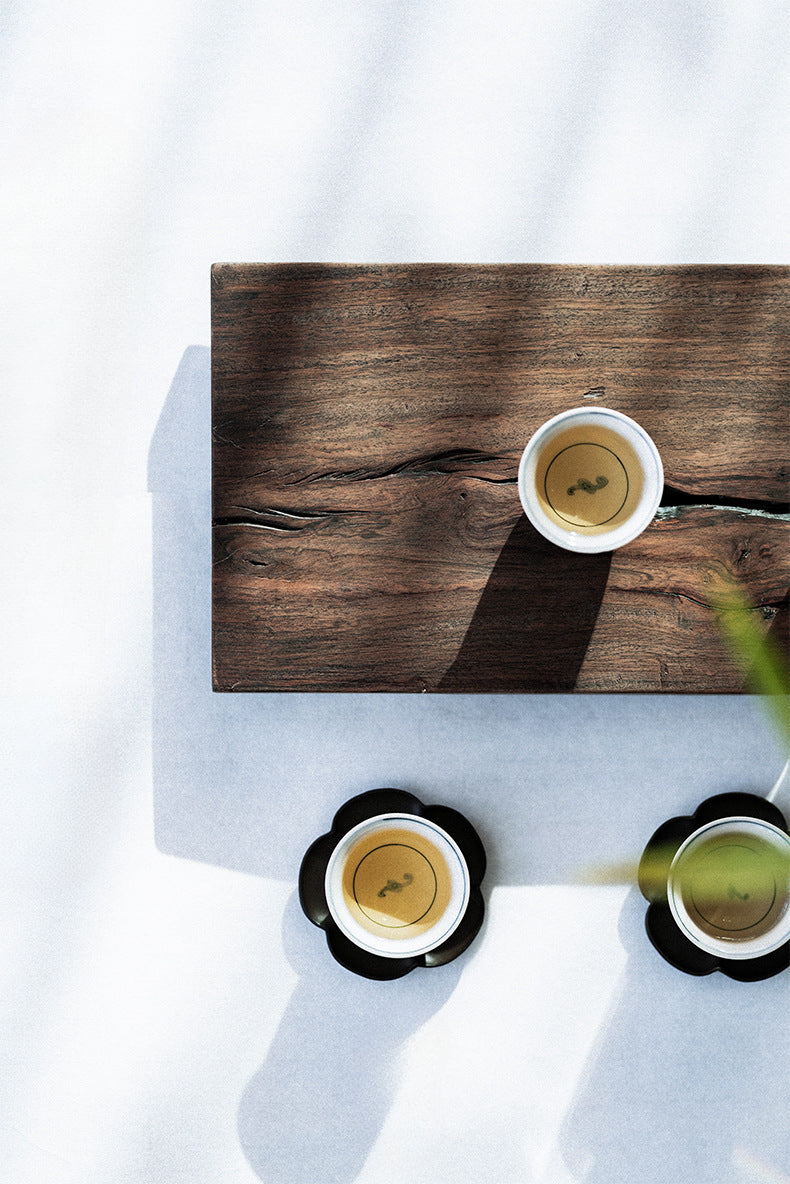 Plateau de service en bois de santal noir de style japonais Gohobi Wabi-Sabi 011