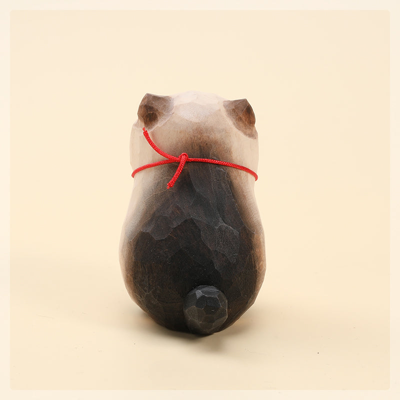 Gohobi Handcrafted  Large Wooden Siamese Cat Ornament