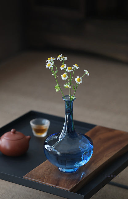 Gohobi Classic Large Blue Glass Vase