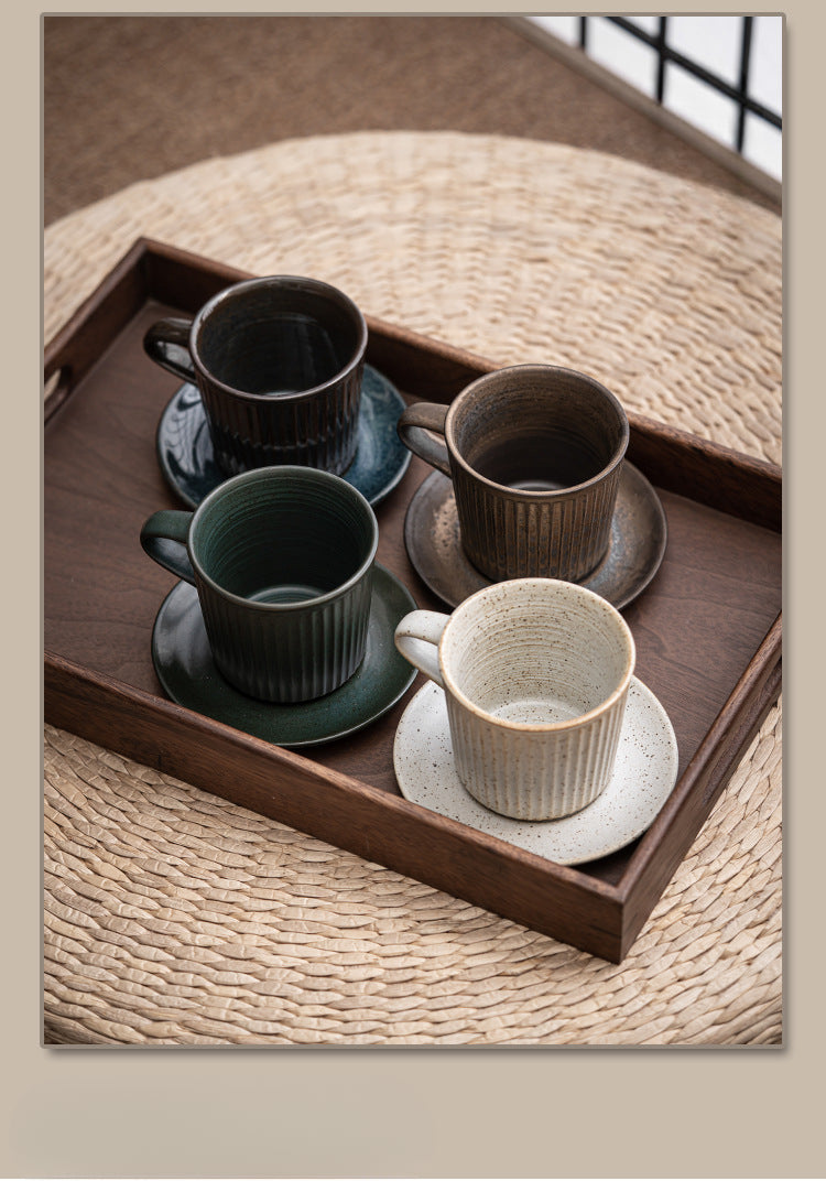 Gohobi Japanese Style Ceramic Coffee Mug with Saucer Set 004