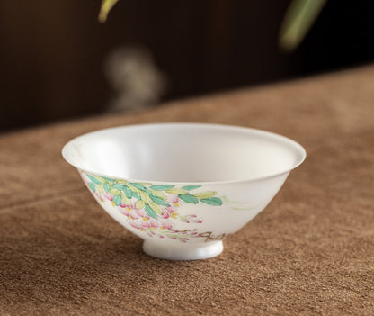 Gohobi Hand-painted Jade White Floral Porcelain Tea Cup
