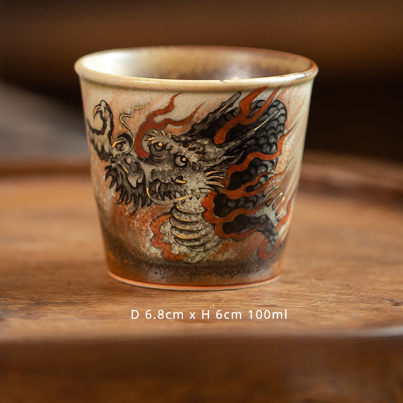 Gohobi Hand-painted Ink Dragon Ceramic Tea Cup