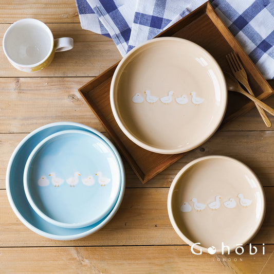 Gohobi White Duck Deep Plate – Cute Ceramic Curry and Dinner Plate [Made in Japan]