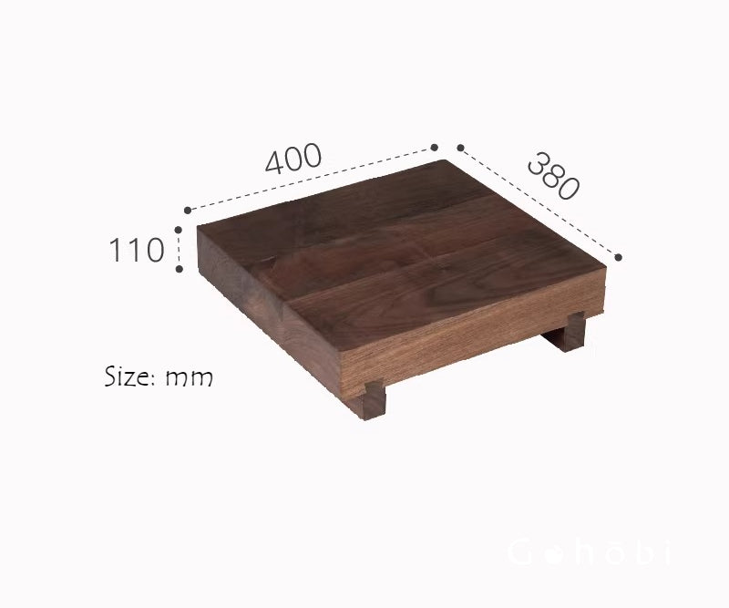 Gohobi Black Walnut Solid Wood Stool or Leather Cushion – Handmade Square Seat for Dining Room, Living Room or Tea Room | FSC Certified
