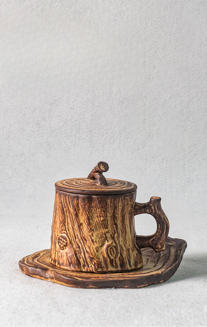 Gohobi Handmade Tree Trunk Coffee Cup Mug