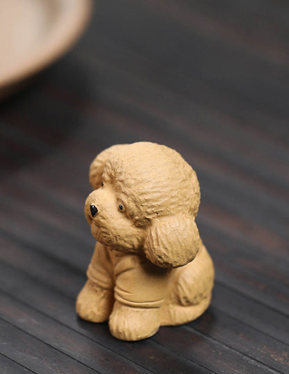 Gohobi Handmade Ceramic YiXing Clay Teddy Dog Ornament Tea pet