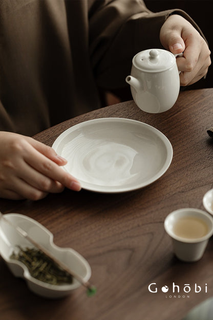 Gohobi Plant Ash Ceramic Pot Base – Multi-Purpose Gongfu Tea Dry Brewing Disc