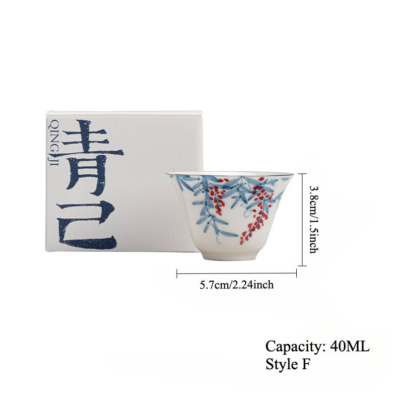 Gohobi Hand-Painted Blue-and-White Thin-Walled Teacup