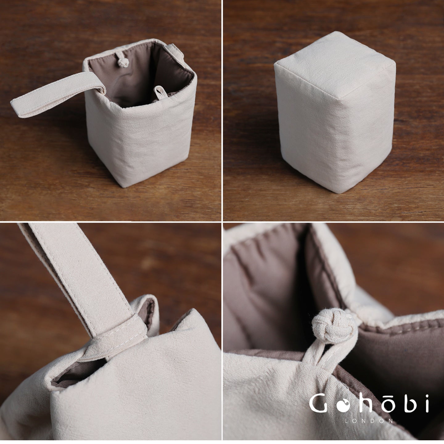 Gohobi Classic Travel Teaware Bag – Plain Cotton Tea Set Storage & Outdoor Carry Case