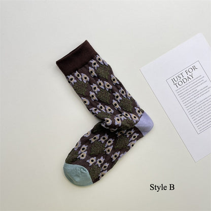 Gohobi Embossed Floral Geometric Socks