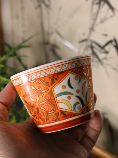 [清和堂 x Gohobi Gallery] Hand-painted Golden Orange Orchid Tea Cup Coffee Cup