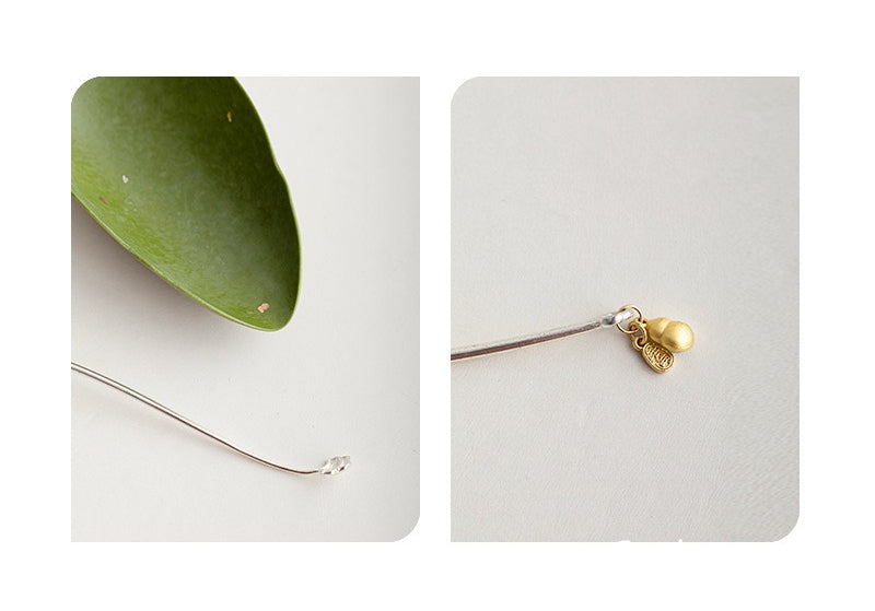 Gohobi Green Leaf Tea Spoon Set – Ceramic Gold Accent Tea Scoop and Tea Needle Set
