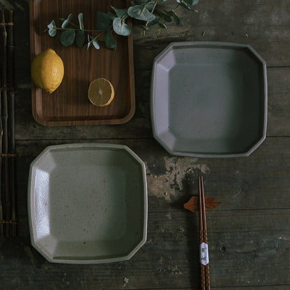 Gohobi Ceramic Grey and Yellow Handmade Plate Teapot Tray