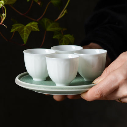 Gohobi Jade White Lotus Tea Cup Teapot Pitcher