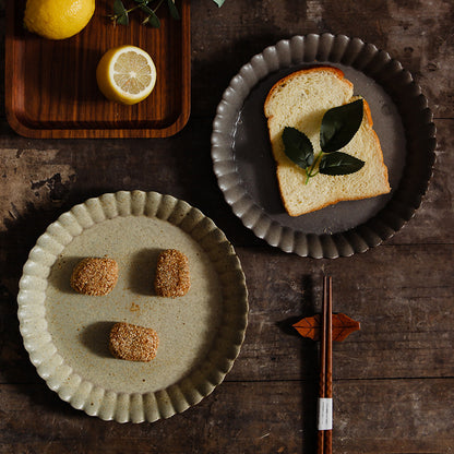 Gohobi Ceramic Grey and Yellow Handmade Plate Teapot Tray