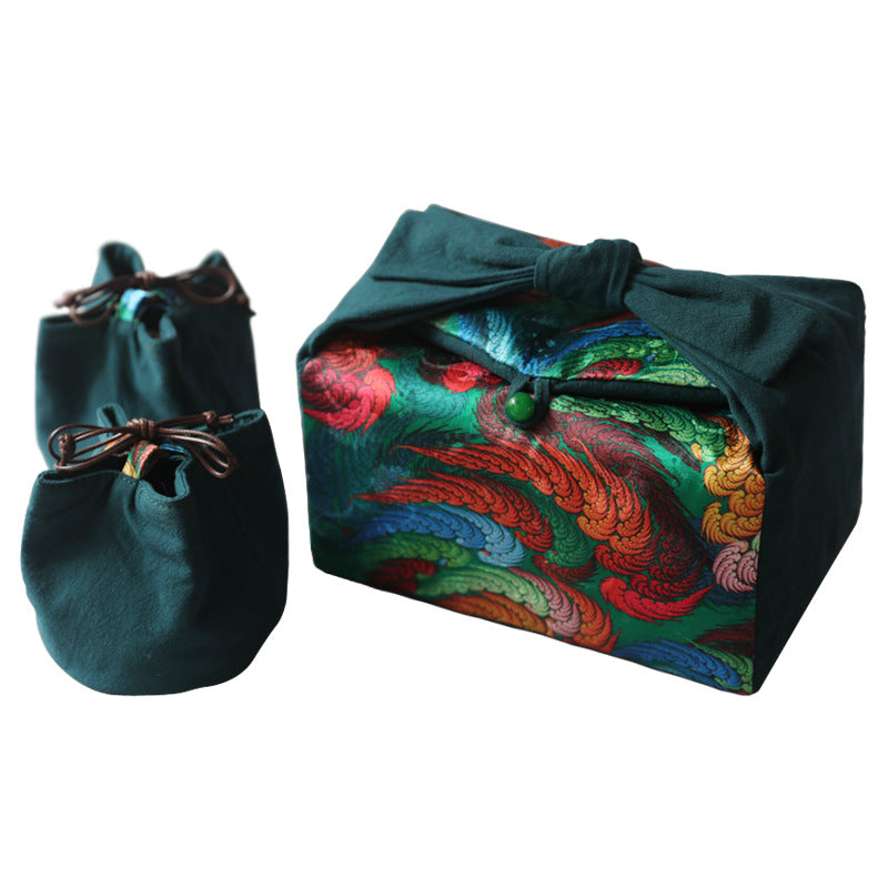 Gohobi Large Colourful Silk Teaware Storage Travel Bag