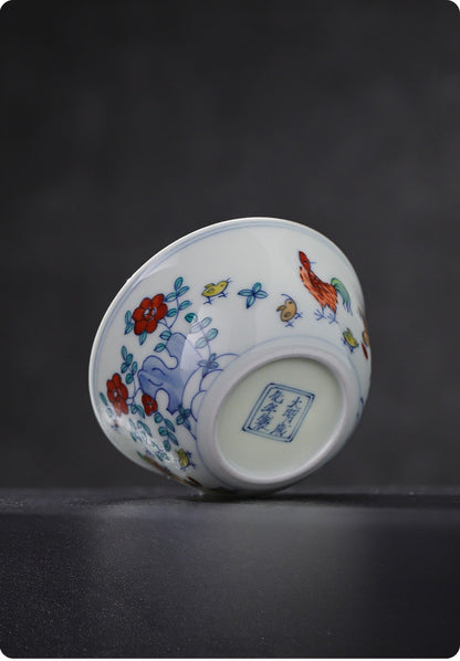 [Gohobi Gallery] Jingdezhen official ceramic hand-painted Chicken Gaiwan and Cup Set