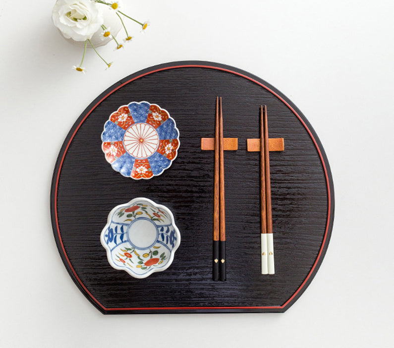 Gohobi Japanese Resin Half-Moon Dinner Plate Decorative Tray