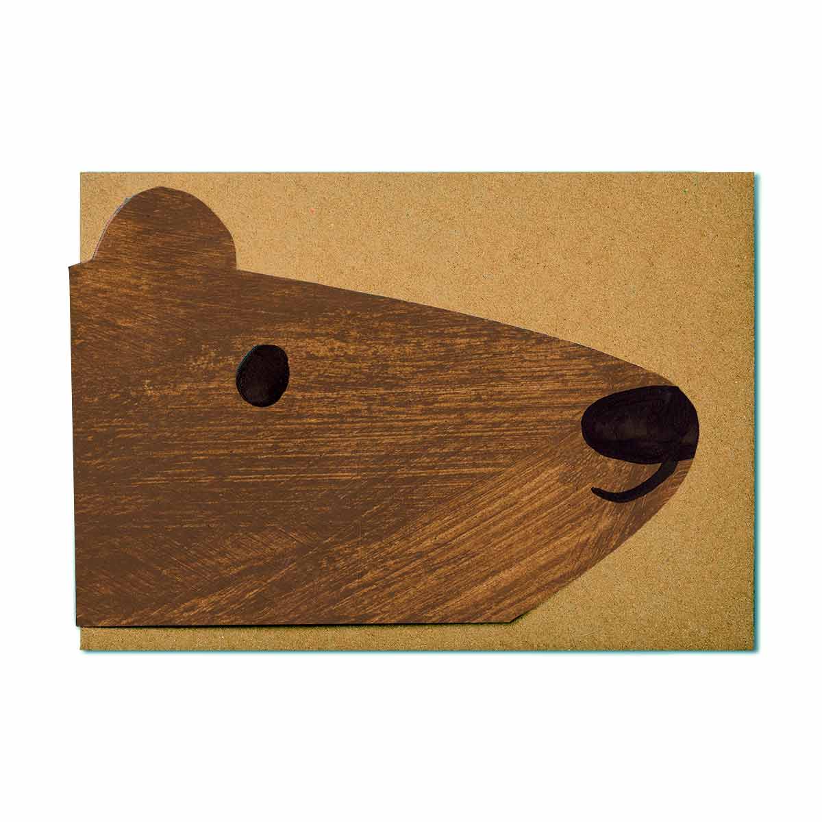 Mortlake Papers Brown Bear Shaped Greeting Card [Made in the UK]