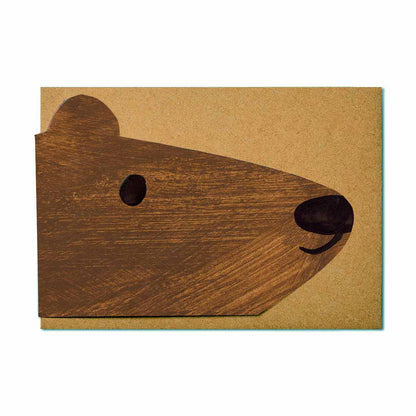 Mortlake Papers Brown Bear Shaped Greeting Card [Made in the UK]