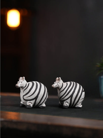 Gohobi Handmade Ceramic YiXing Clay Zebra Ornament Tea pet